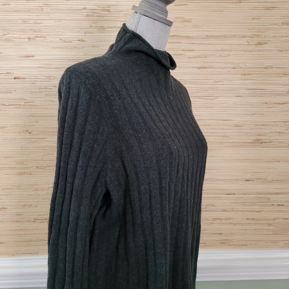 Madewell Everest Mock Neck Wool Blend Sweater Heather Pine Rib Knit XXL - Picture 4 of 8